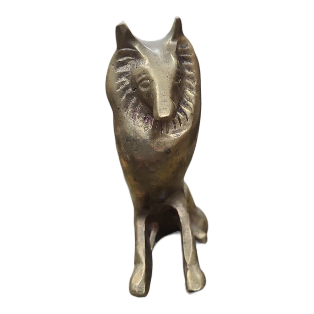 Vintage Solid Brass Collie Dog Figurine